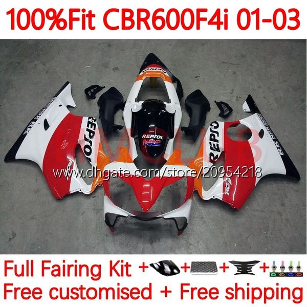 Корпус плесени для инъекции для Honda CBR 600 F4i FS CC 600F4I 600CC 01-03 Кузов 137NO.47 CBR600F4I F4 I CBR600 F4I 01 02 03 CBR600FS 2001 2003 2003 OEM Fairing Repsol Red Red