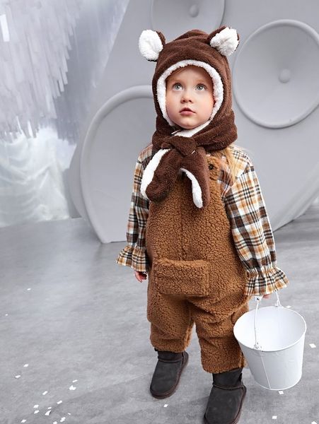 

toddler girls pocket front teddy overall jumpsuit without blouse she, Blue