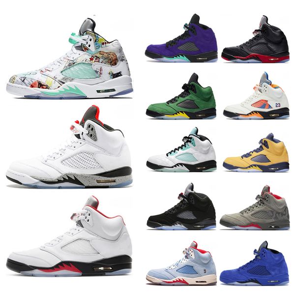 

5 5s shoes jumpman men sneaker basketball shoes laney royal black metallic bred throphy room sports sneakers outdoor trainers