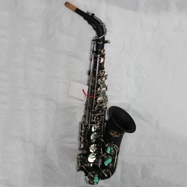 

high grade professional matte black color body silver plated key alto saxophone