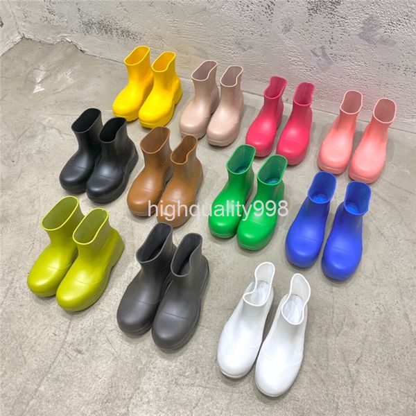 

boots jelly short boots round head thick bottom fashionable casual rain, Black