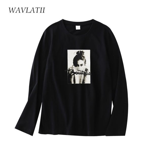 

wavlatii women cotton long sleeve tshirts lady print casual tees female soft spring basic wlt2103 220511, White