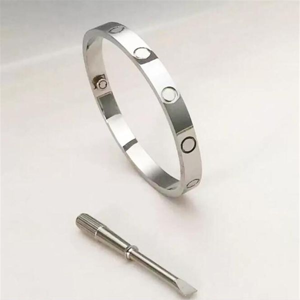 

3 colors women designer bangles with screwdriver 16/19/21 cm love stainless steel gold pated luxury style couple brace302x, Black