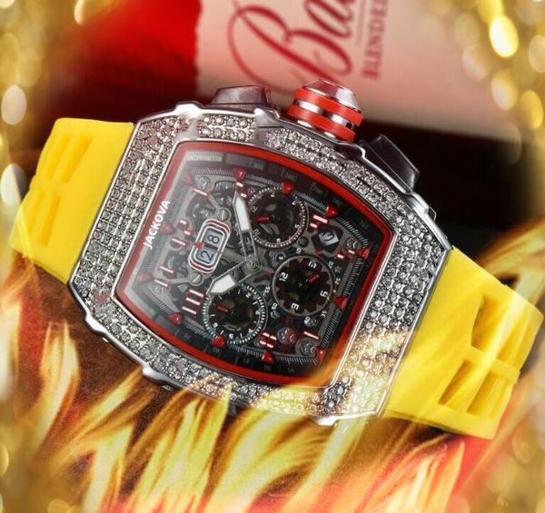 Berühmte klassische Designer-Uhr 43 mm Kristall-Diamanten-Ring-Männer zum Verkauf Luxus-Gummi-Gürtelband Gold-Stahl-Gehäuse Silikon-Quarz-Armbanduhr Relogio Masculino
