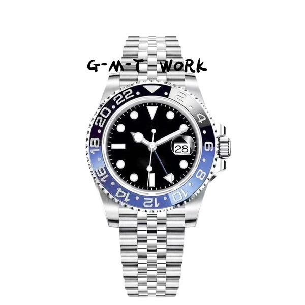 

luxury watch mens automatic mechanical watch g-m-t work dd8206 movement 41mm full stainless steel ceramic sapphire glass super luminous wris, Slivery;brown