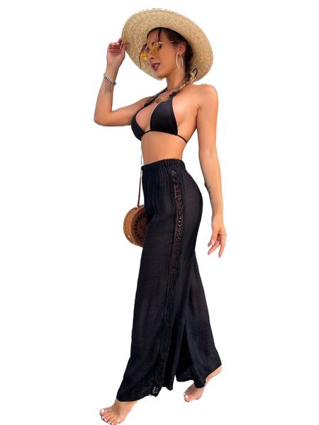 

plain sheer mesh beach pants 01xo#, White;black