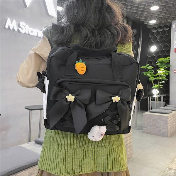 Borse da scuola Stile giapponese Cute Forest Piccolo zaino multiuso per studenti freschi Versione coreana Borsa a tracolla con fiocco universitario Ita