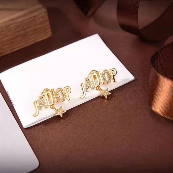 

80% off online store diamond studded tassels ins super xiandijia star same letter earrings, Golden