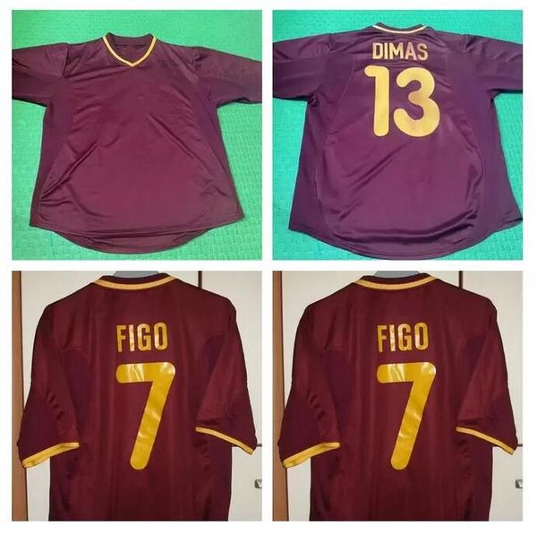 

retro soccer jersey 2000 classic football shirt vintage camisa de futebol 00 home red #7 figo #10 rui costa c.ronaldo 21 nuno comes #13 dima, Black;yellow