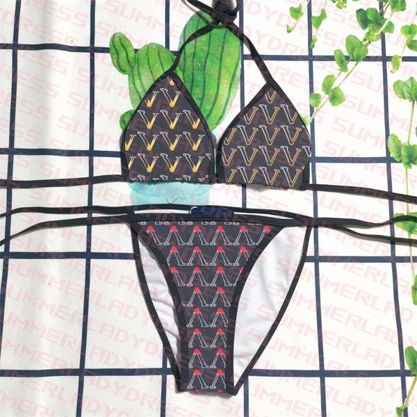 

padded bandage swimwear gradient letter printed bikini pool party beachwear for women designer swimming swimsuit, White;black