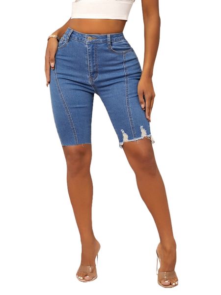 

sxy high waist ripped raw cut denim shorts p7z4#, White;black