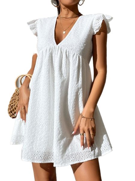 

petite plunging neck schiffy smock dress v6mz#, Black;gray