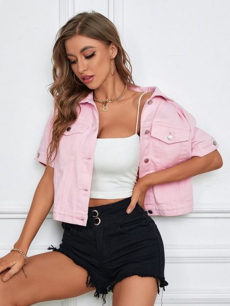 

flap pocket denim jacket z1ag#, Black;brown