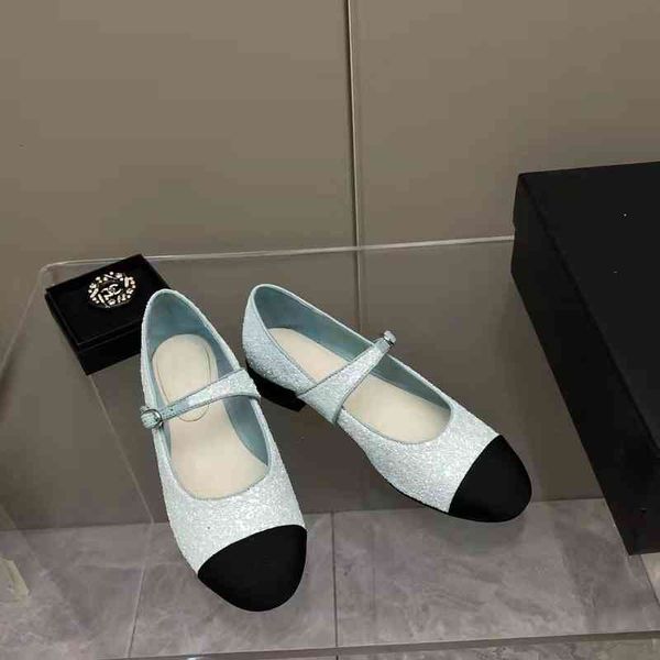 

dress shoes mary jane thick heel sequins bohemian round head low daily solid color gretel flats, Black