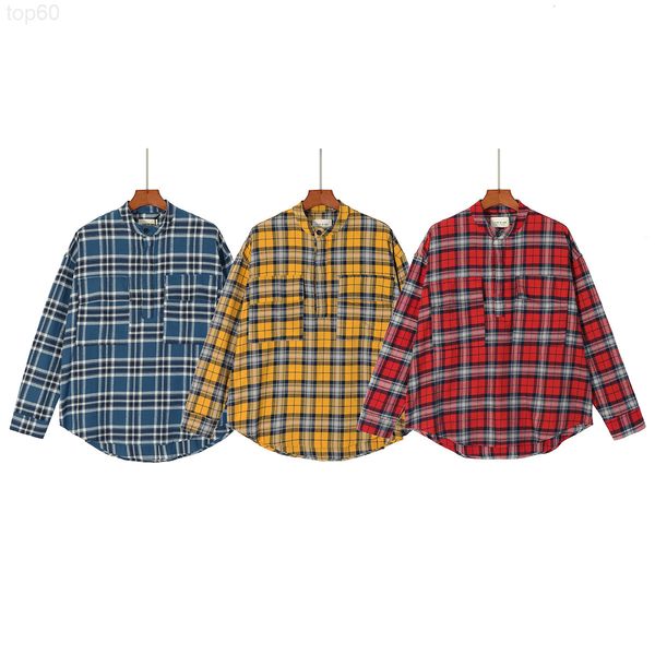 

men's casual shirts designer new fashion season 6 main line stripe plaid loose long sleeve shirt for men and women zf5g, White;black