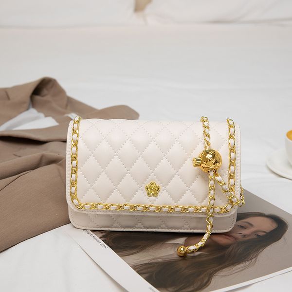 

designer bags one-shoulder small square bag with golden ball chain and rhombus