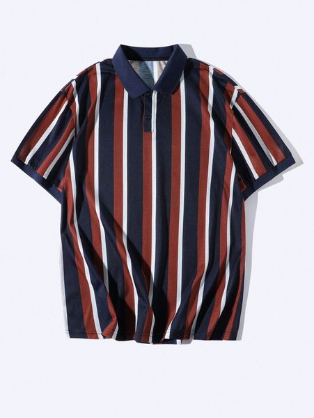 

men vertical striped polo shirt x19t#, White;black