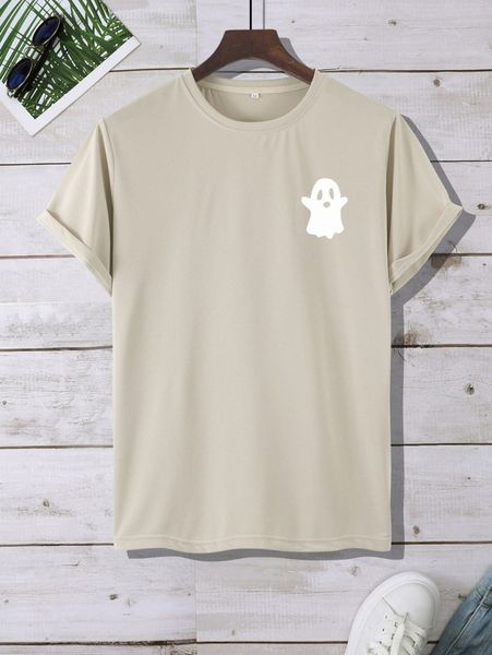 

men ghost print tee p9ab#, White;black