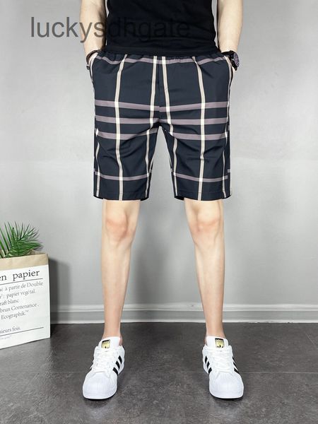

designer bb r shorts and pants summer ice silk thin men's fashion brand plaid casual shorts, net red youth sam, Black