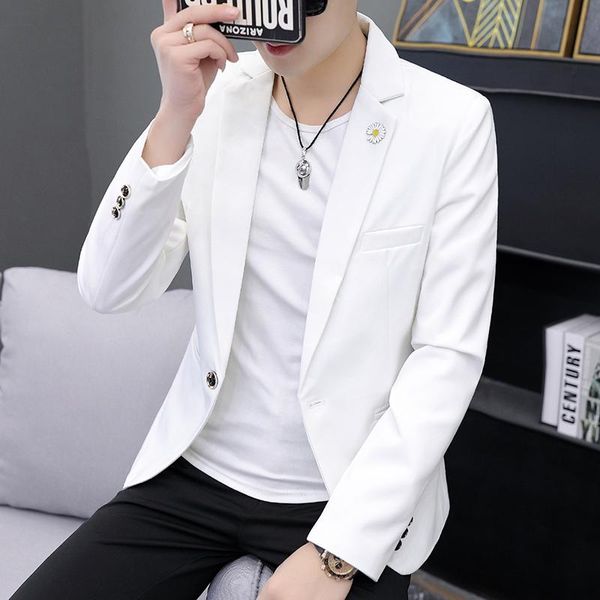 Ternos masculinos Blazers Trend Men White Small Suitle Small Coat West Young Bande