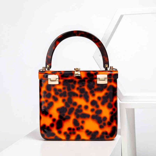 

evening bag leopard print acrylic box women 2022 retro handle marble pattern dinner clutch wallet ladie chain shoulder 220622