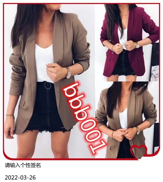 

women fashion lapel long sleeve blazer coats jackets ladies casual solid color thin slim office lady cardigan outwear, White;black