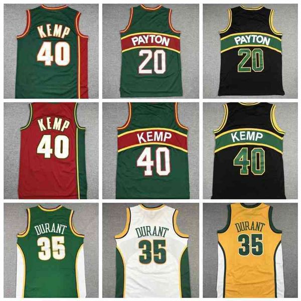 Rain Man 40 Shawn Kemp 20 Gary Payton Maglie da basket retrò verde 35 Kevin Durant Reggie 31 Miller Men The Gloved 3 Chris Paul