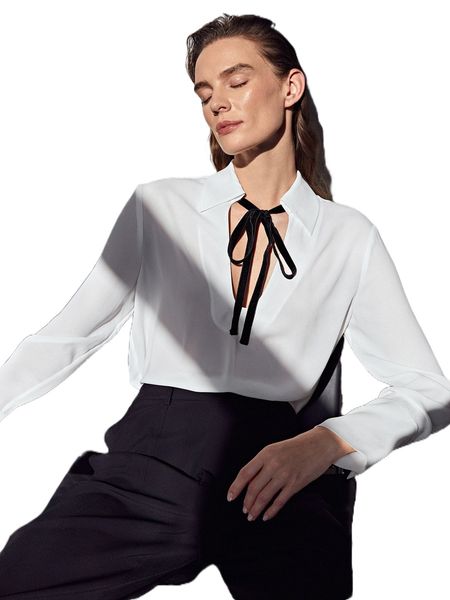 

motf premium straight fit tie neck 66ll#, White