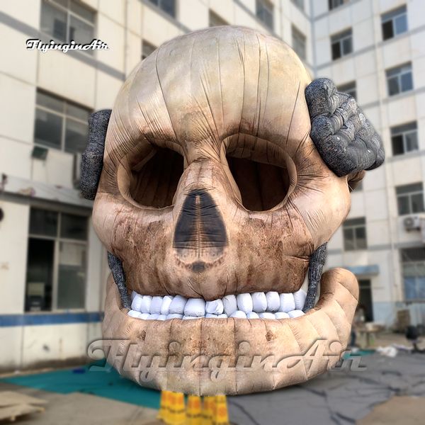 Hängender riesiger aufblasbarer Schädel, 6 m, riesiges Maskenmodell, Luftblasen-Teufel-Ghostface-Ballon für Konzertbühne und Halloween-Dekoration