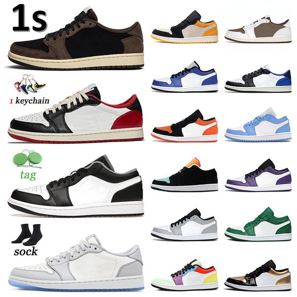 

jumpman 1s basketball shoes low black toe reverse mocha fragment game royal unc light smoke grey shadow cactus jack mens women