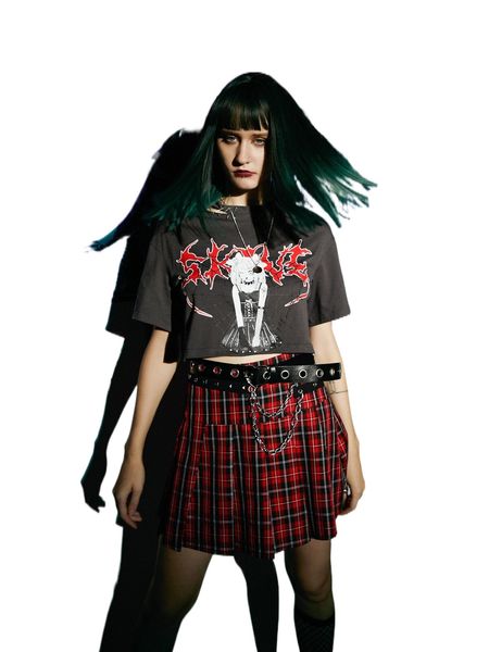 

romwe x aak cyber luvr letter figure graphic crop tee v7zg#, White