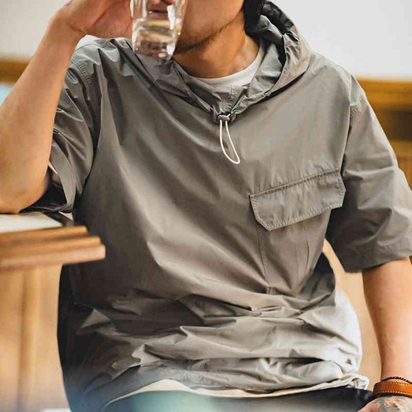 

men's t-shirts madden work clothes american casual drawstring hooded short sleeved t-shirt light and thin breathable half sweater men&#, White;black