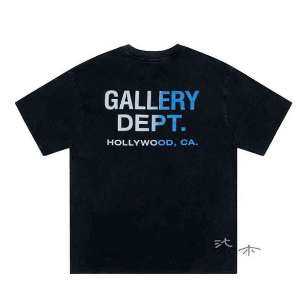 

gallerydept designer shirt letters gary gradient vintage wash short sleeve men's t-shirt women's couple loose casual summer, White;black