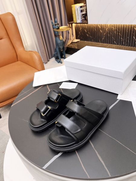 

designer women's shoes luxury quality flat thick heel ladies sandals, Black