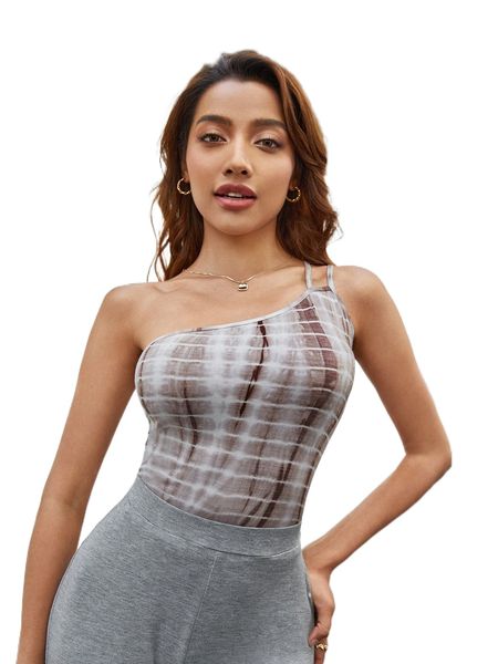 

one shoulder tie dye u3va#, White