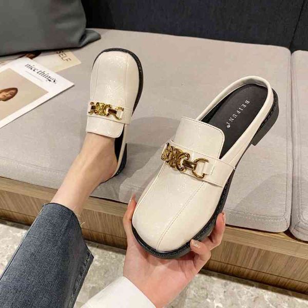 

slippers 7088-16 baotou semi slippers women's summer lazy people wear fashion and muller flat bottomed shoes toak, Black