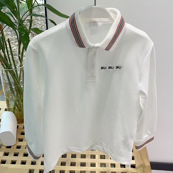 

baby polos kid designer clothe cotton long sleeve pullover 22ss letter button embroidery, Blue