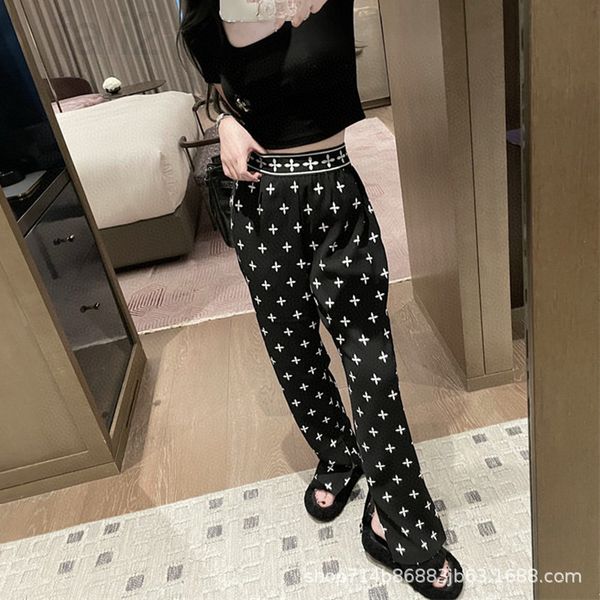 

women's jumpsuits & rompers designer high waist and thin cruciform straight tube trousers women's spring summer 2022 new slim fit, Black;white