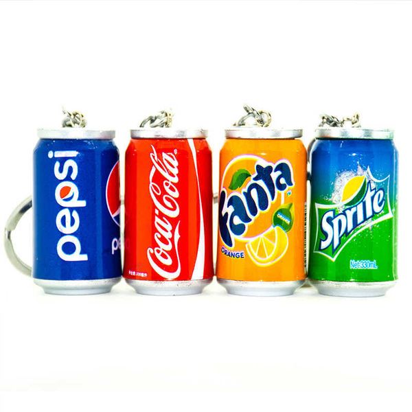 

keychains simulation cola fanta drinks can accessories fashion men and women car bags pendant key ring chain jewelry wholesale, Silver