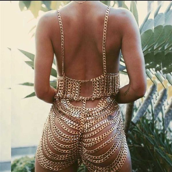 

new fashion multi-layer chain body chain suit nightclub vest bra, Silver