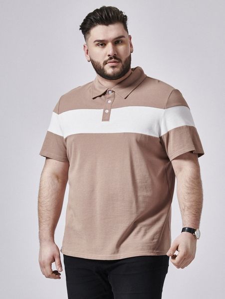 

extended sizes men colorblock polo shirt f4cf#, White;black