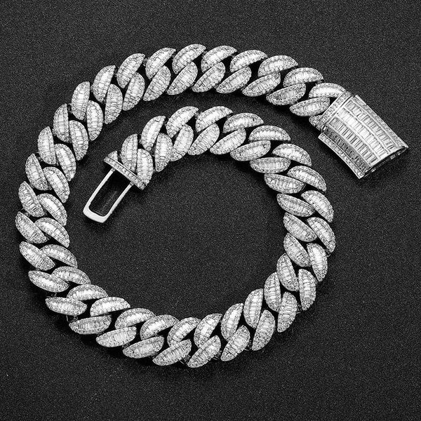 

chains hip hop square cz stone bling out 20mm solid big heavy cuban miami link chain necklace for men rapper jewelrychains chainschains, Silver