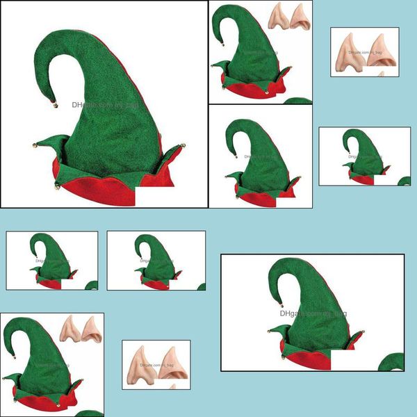 Cappelli per feste Forniture per feste Casa Giardino Verde Rosso Natale Natale Babbo Natale Ufficio con campane Orecchio per bambini Consegna goccia 2021 Szizc