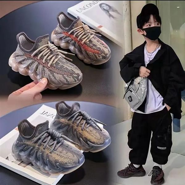 

2022 sport boys and girls casual sneakers children fashion shoes kids sneakers breathable mesh running footwear trainers tenis2457, Black;red