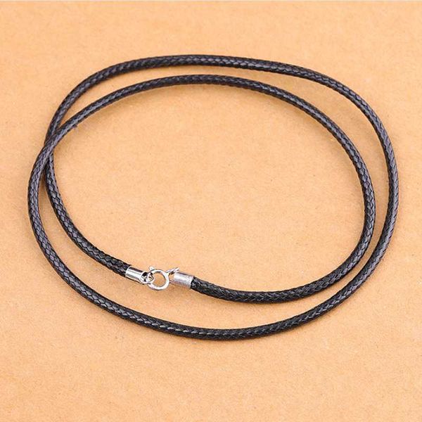 Correntes Cadeia de corda trançada simples com colar de fivela de prata real S925 Sterling Locks Jóias
