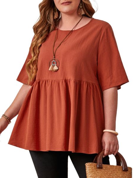 

emery rose plus ruffle hem solid 731c#, Black