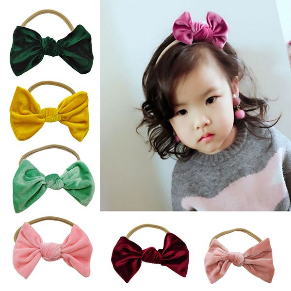 Fashion Lace Bow Girl Girlbanda di testa morbida elastica Nylon Bande per capelli neonati per neonati per bambini Accessori fai -da -te regalo di compleanno YF0049