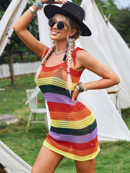 

striped tie shoulder cover up 26re#, White;black