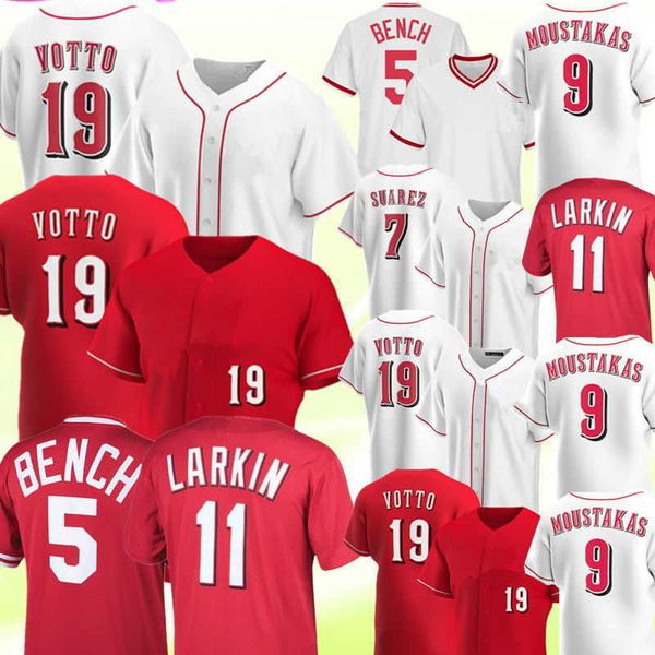

White 19 Joey Votto Jersey Red 5 Johnny Bench Barry Larkin 7 Eugenio Suarez Baseball Jerseys Ken Griffey Jr Yasiel Puig Chris Sabo Tucker, Cool base hongren