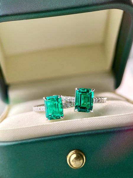 

2022 s925 silver charm punk band ring with green color and white diamond for women engagement jewelry gift ps7705